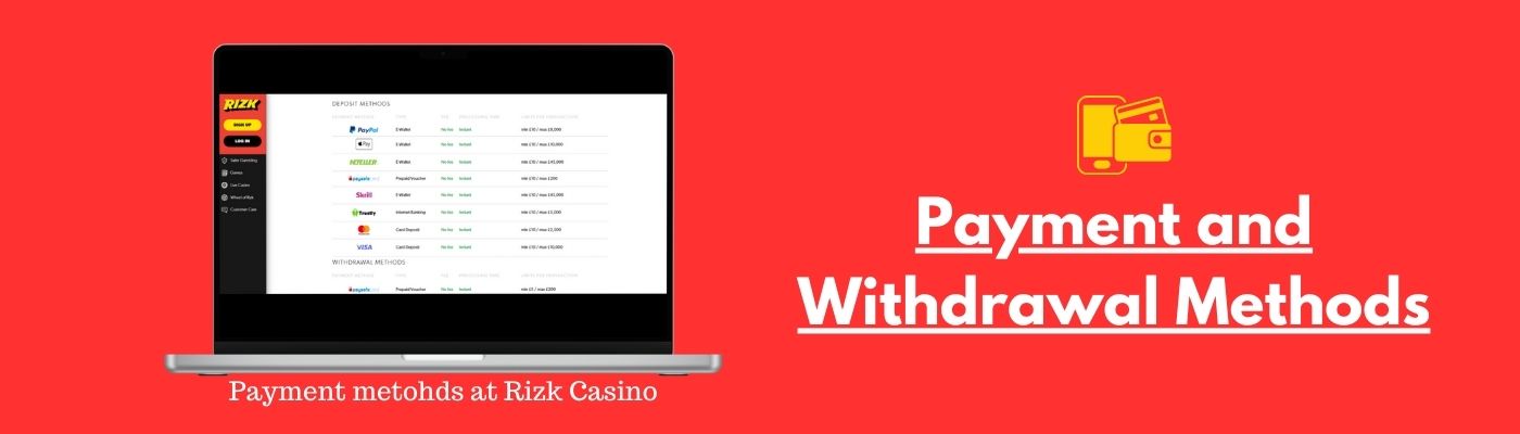 Payment and Withdrawal Methods at online casinos