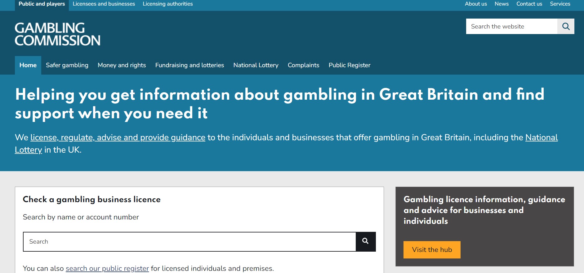 United Kingdom Gambling Commission website