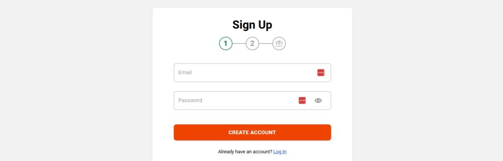 Schermata di registrazione Leovegas