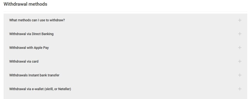 Unibet Withdrawal Methods